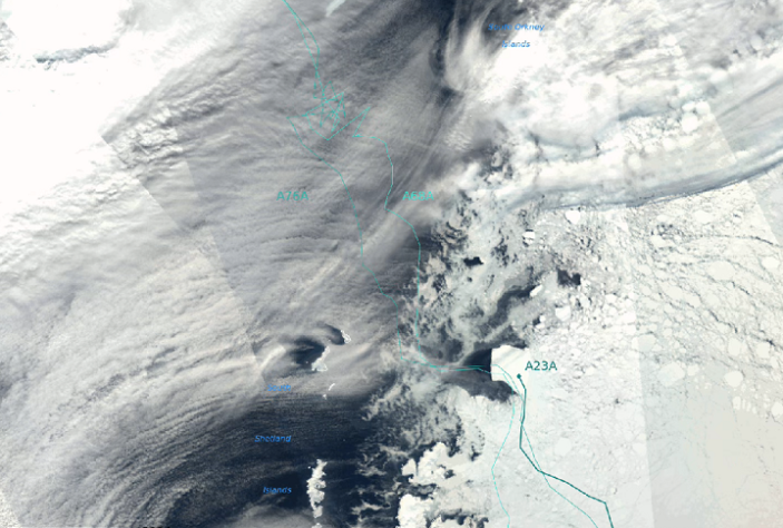 Maior iceberg do mundo - imagens de satélite