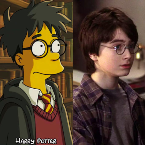 IA recria personagens de Harry Potter no universo dos Simpsons