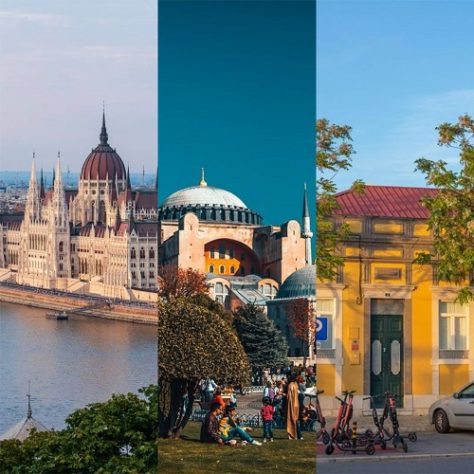 Montagem - Melhores cidades da Europa para viajar sozinho
