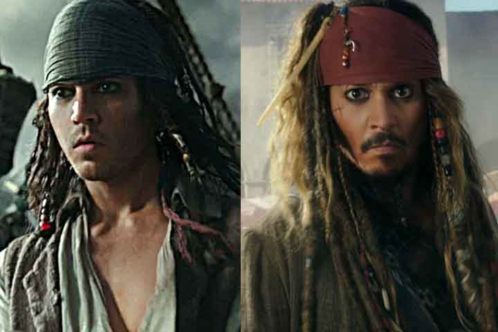 Johnny Depp - Em “Piratas do Caribe: A Vingança de Salazar”, de 2017, o ator apareceu mais jovem em novo filme da franquia.