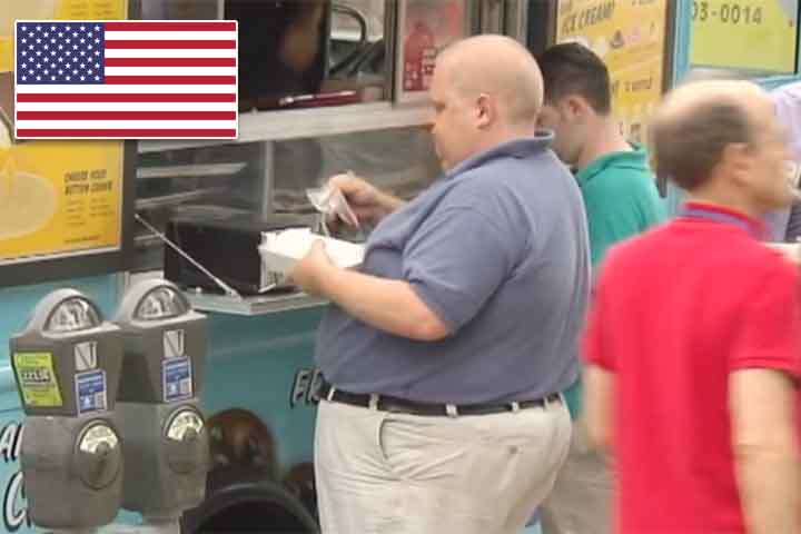 3Âº lugar (homens) - Estados Unidos, com 79% da populaÃ§ao com sobrepeso ou obesa. -ReproduÃ§Ã£o Youtube Canal Euronews