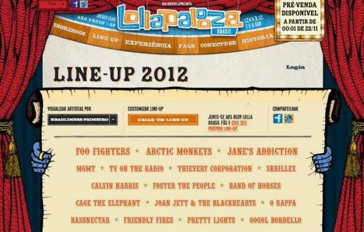 A primeira edição brasileira aconteceu no Jockey Club, em São Paulo, durante os dias 7 e 8 de abril de 2012, com 70 atrações em cinco palcos. 
-Reprodução