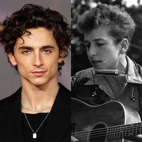 Montagem - Timothée Chalamet e Bob Dylan