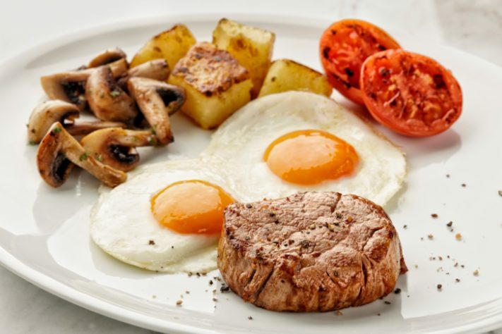 Prato - comida - carne e ovos