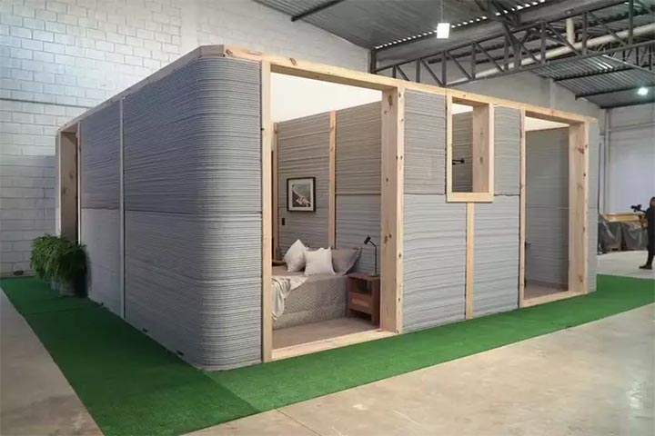 Uma casa erguida sem usar materiais tradicionais de construção, como tijolos, areia e cimento, já é realidade no Brasil.
 -  (crédito: Casa 3D - Grupo Katz/Divulgação)
