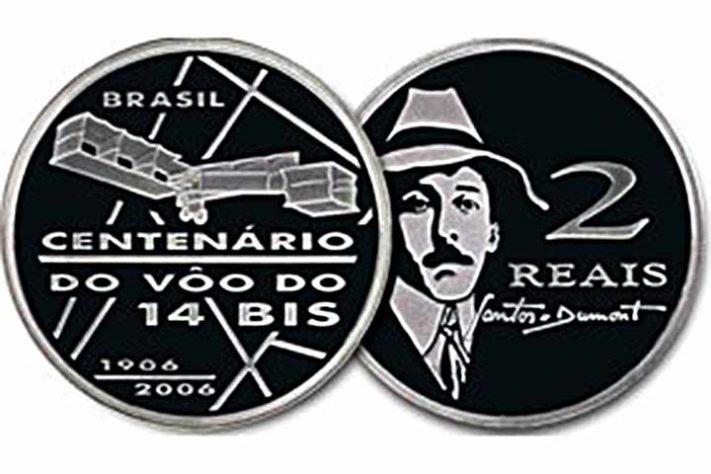 Moeda comemorativa do centenário do vôo do 14 Bis - Moedas Comemorativas - Divulgação