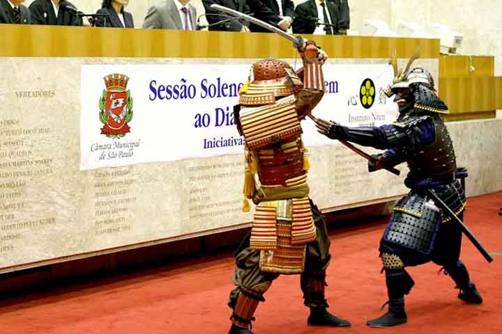 Comemoração do Dia do Samurai na Câmara Municipal de São Paulo .- Samurai - Instituto Niten /Wikimédia Commons