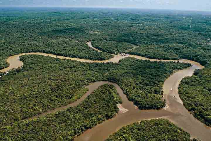 O rio Amazonas tem mais de 7 mil afluentes e possui 25 mil quilômetros de vias navegáveis. De sua área total, cerca de 3,89 milhões de km² encontram-se no Brasil 45% do país. Ele abrange os estados do Acre, Amazonas, Roraima, Rondônia, Mato Grosso, Pará e Amapá.