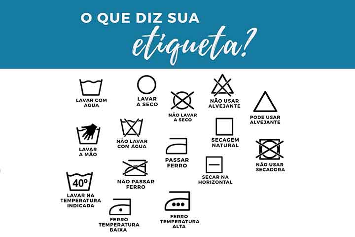 Muitas pessoas arrancam as etiquetas das roupas assim que compram as peças e não levam em consideração um fator importante. Os símbolos das etiquetas ajudam a manter a qualidade do vestuário com o tempo e a não estragar uma peça no momento de lavagem ou passá-la. -  (crédito:  Reprodução de Facebook Lavanderia do Shopping)