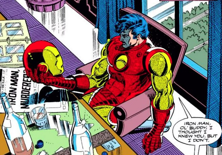 Uma das principais sagas do herói nas HQ's é "Demônio na Garrafa", publicada originalmente em 1979. A trama, escrita por David Michelinie e Bob Layton, aborda os problemas de alcoolismo enfrentados pelo personagem.