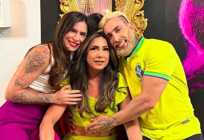 Djidja Cardoso, ex-sinhazinha do Boi Garantido, sua mãe e seu irmão