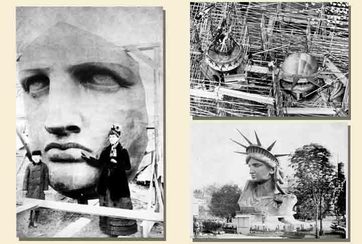 Ela Ã© uma figura feminina vestida que representa Libertas, deusa romana, que carrega uma tocha e um tabula ansata. Uma tabuleta que evoca uma lei sobre a qual estÃ¡ inscrita a data da DeclaraÃ§Ã£o da IndependÃªncia dos Estados Unidos, 4 de julho de 1776.