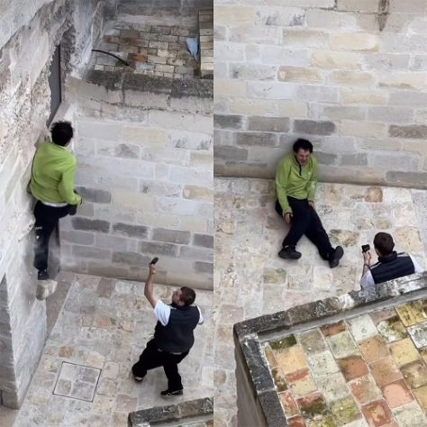 Montagem - Atletas de parkour danificam cidade histórica da Itália