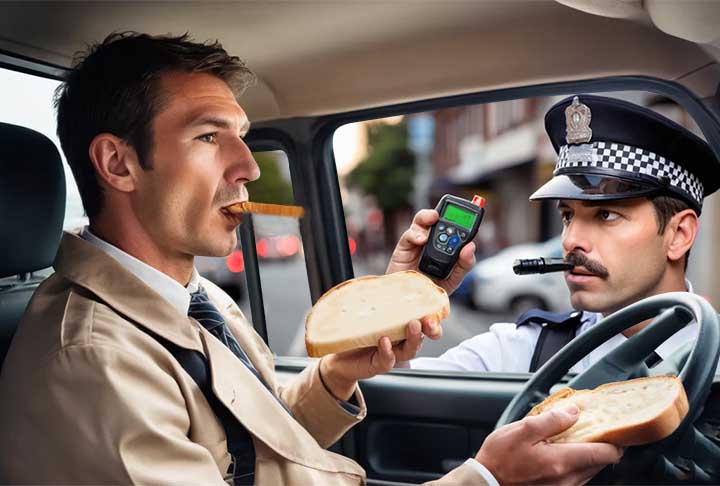 Pão de forma com álcool - Montagem sobre imagem criada por IA