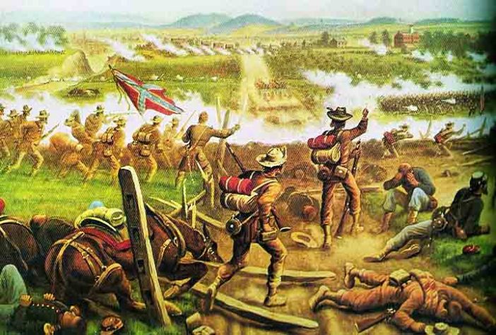 O primeiro dia em Gettysburg - Gettysburg - Domínio Público/Wikimédia Commons