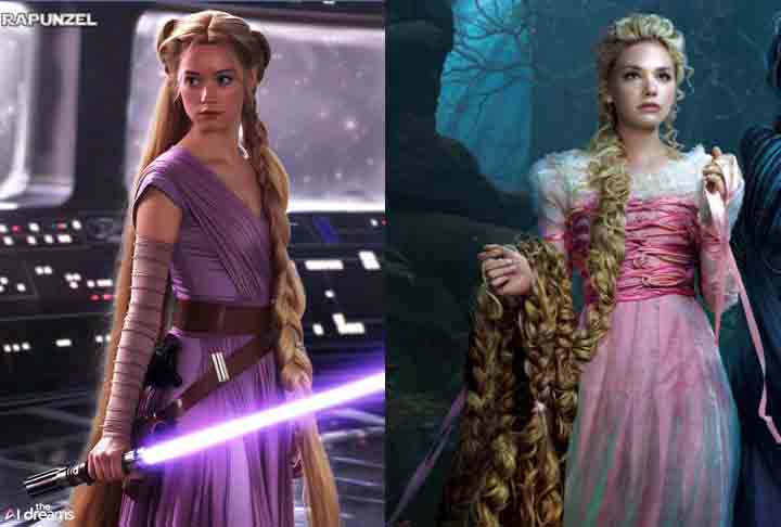 Princesa Rapunzel Ã© uma personagem fictÃ­cia, apresentada no filme Tangled da Walt Disney Pictures. Ela Ã© uma adaptaÃ§Ã£o do conto de fadas de mesmo nome, criado pelos IrmÃ£os Grimm. Ã? dublada por Mandy Moore, sendo a dÃ©cima princesa da franquia Disney Princesas.