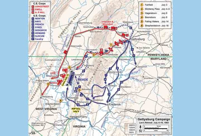 A campanha de Gettysburg após a batalha (5 de julho – 14 de julho de 1863) - Gettysburg -