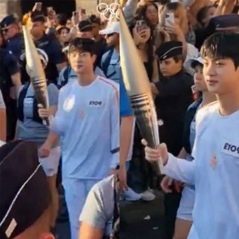Jin, do BTS, participa de revezamento da tocha olímpica
