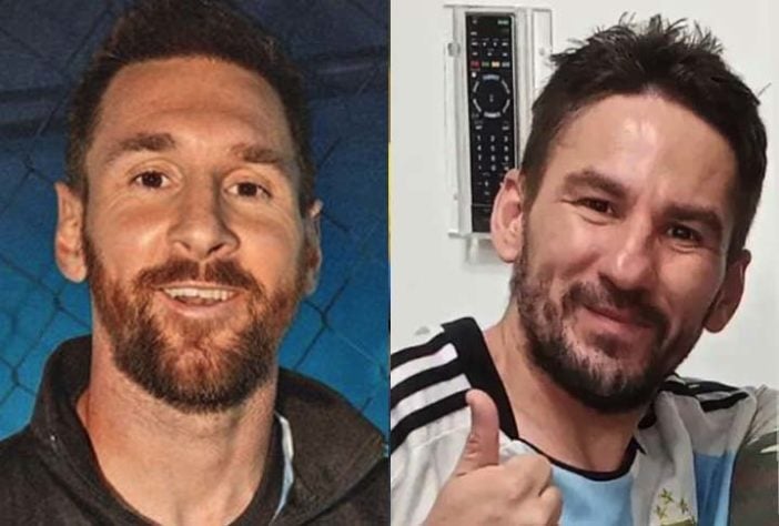 Messi e Paulo Vitor - Sósias Famosos - Reprodução dos Instagrams @leomessi e @sosiadomessi10