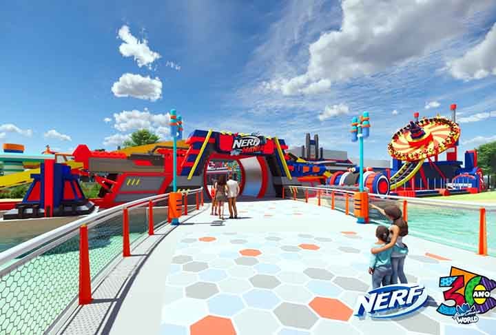 O parque conta com a primeira área temática Nerf do mundo, investimento de aproximadamente R$ 100 milhões, em parceria com a marca Hasbro Inc., detentora dos famosos lançadores de água de brinquedo.- MMS14/Wikimédia Commons