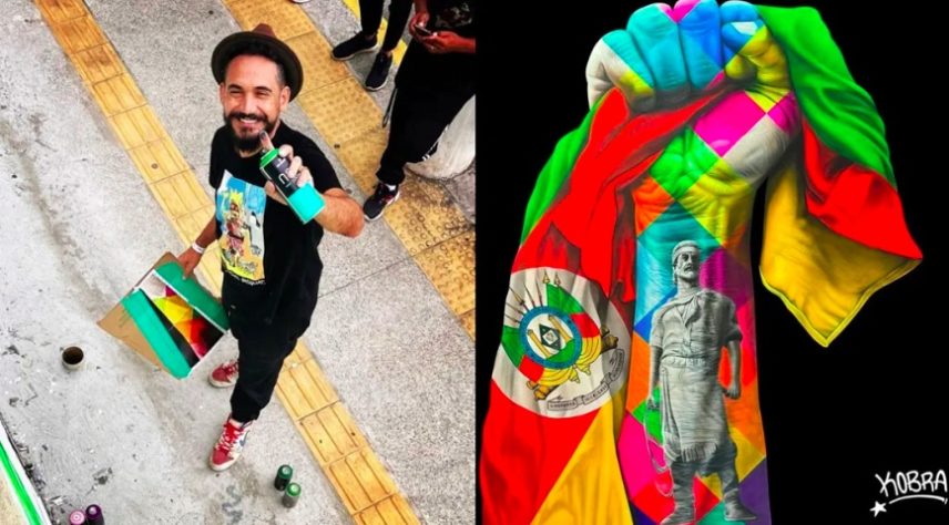 Eduardo Kobra faz obra em homenagem ao Rio Grande do Sul