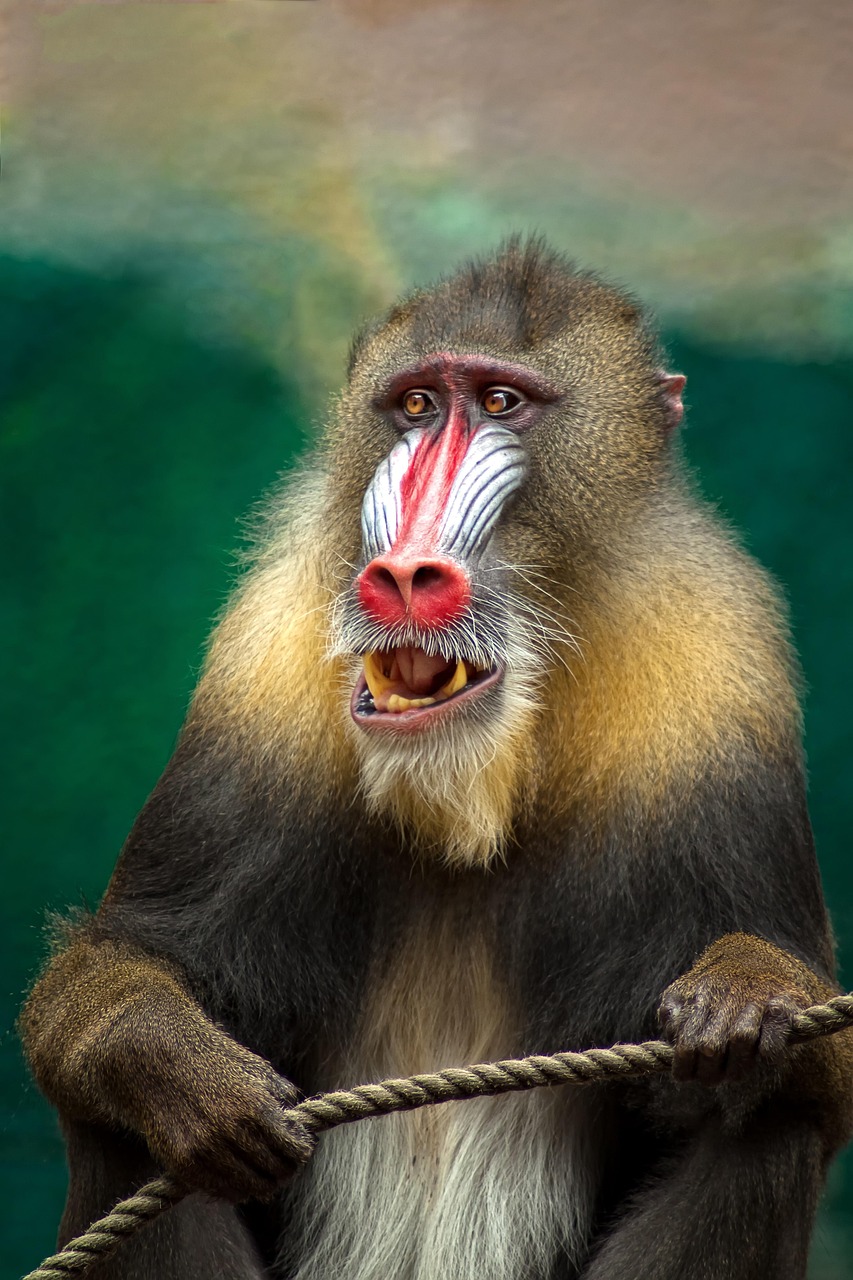Alguns macacos e babuínos, como o mandril e o papio ursinus, possuem grande estatura. Entretanto, os maiores primatas do mundo fazem parte de outro grupo de primatas, os Hominídeos. - Imagem de Foto-RaBe por Pixabay