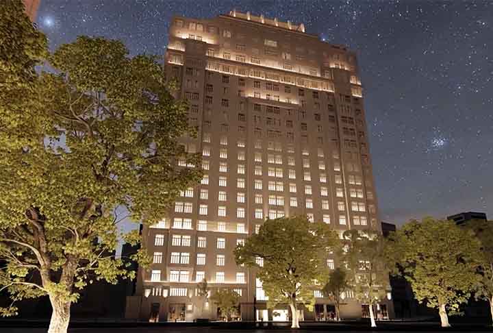 Projeto do Reviver Centro - Edifício a Noite - Reprodução de vídeo GI