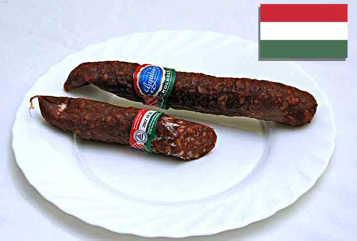 20º) Gyulai kolbász (Hungria) - Essa é uma linguiça tradicional húngara, originária da cidade de Gyula. É feita principalmente de carne de porco, temperada com páprica, alho, pimenta-do-reino e cominho.- Hu Totya/Wikimédia Commons