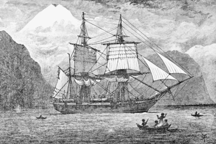 1835: O HMS Beagle chega às Galápagos R. T. Pritchett - Domínio público 