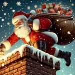 Papai Noel - Chaminés - Imagem criada por IA pelo aplicaticativo Microsoft Designer