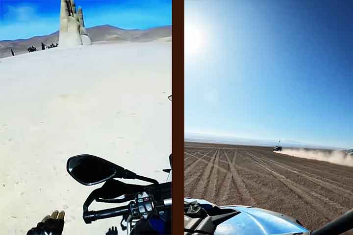 Os organizadores negam que as rotas passem pelos desenhos, mesmo com as inúmeras marcas de pneus à mostra.