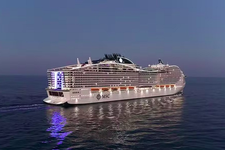 MSC World Europa: Lançado em 2022, é outro navio da MSC Cruzeiros. Acomoda até 6 mil passageiros em 2.626 cabines. Um dos destaques é uma experiência exclusiva no "Yacht Club", que oferece diversas opções de bares e lounges.-divulgação/msc