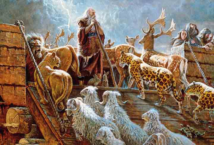 Nas religiões abraâmicas, Noé é o herói bíblico que recebeu ordens do Deus abraâmico para a construção de uma arca, no intuito de preservar a vida humana e animal da destruição iminente que seria causada pelo dilúvio.-Cortesia Church History Museum
