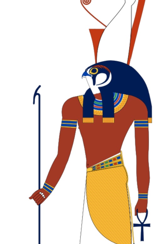 Hórus era o deus do céu, representado como um falcão ou com a cabeça de falcão, e simbolizava a realeza e o poder do faraó. Ele era filho de Osíris e Ísis e estava diretamente relacionado à legitimidade do faraó, considerado sua manifestação terrena.