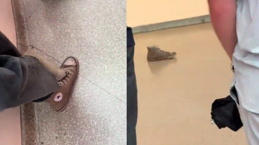 Em agosto de 2024, um jovem deixou um tÃªnis no chÃ£o de uma das salas do Museu Solomon Robert Guggenheim, em Nova York, na intenÃ§Ã£o de pregar uma peÃ§a nos visitantes.-reproduÃ§Ã£o/tiktok