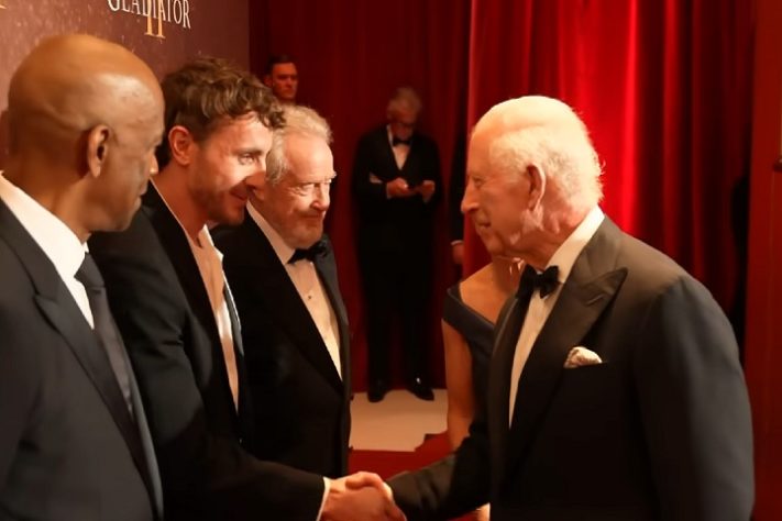 Paul Mescal na premiere de Gladiador 2 recebe o rei Charles III