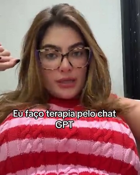 Um exemplo veio da influenciadora brasileira Sarah Costa, que detalhou em seu TikTok como utiliza o ChatGPT para sessões de terapia.-reprodução/tiktok