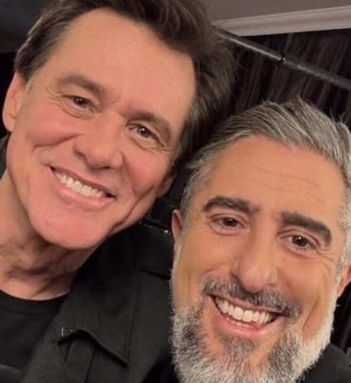 Marcos Mion encontra Jim Carrey e se derrete: ‘Que cara fantástico!’