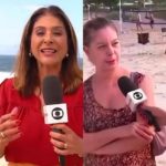 Montagem - Repórter da Globo é surpreendida ao tentar entrevistar mulher na Praia de Ipanema