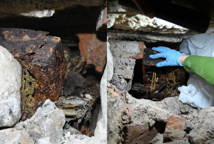 Montagem - Artefatos funerários reais do século 16 são encontrados dentro de parede de catedral da Lituânia