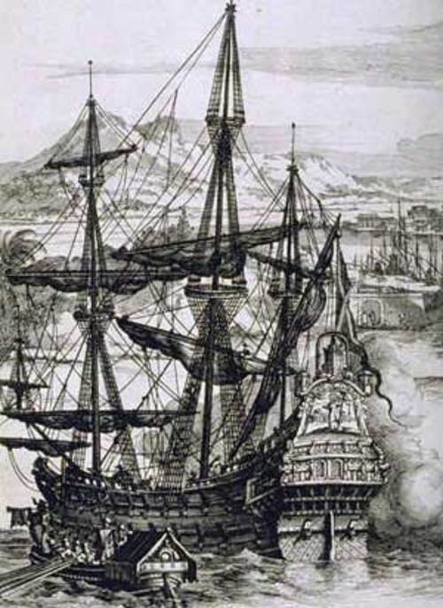 Galeão - Navio europeu de grande porte usado entre os séculos XVI e XVIII. Com vários mastros e convés espaçoso, era utilizado para transporte de cargas, como ouro e especiarias, além de desempenhar funções militares. Tornou-se símbolo das potências navais da época.