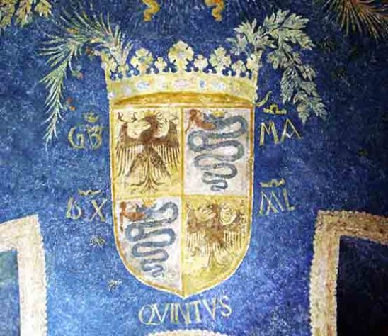 Brasão de Galeazzo Maria Sforza, decorado em um teto interno 