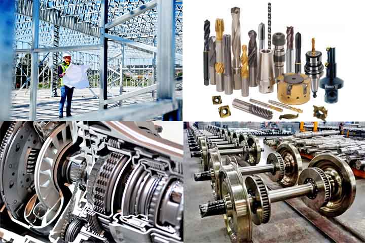 O aço é utilizado na construção civil, fabricação de veículos, máquinas, eletrodomésticos e infraestrutura urbana. Também é empregado em ferramentas, navios e na indústria ferroviária, devido à sua resistência mecânica.