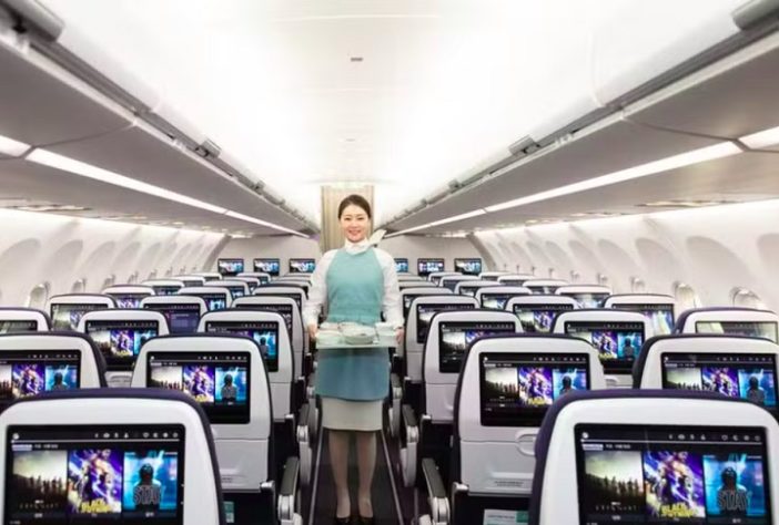 Avião da Korean Air - interior