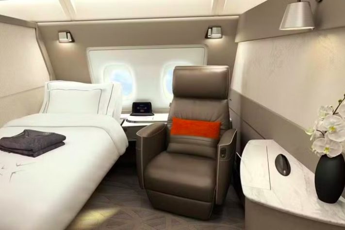Avião da Singapore Airlines - interior