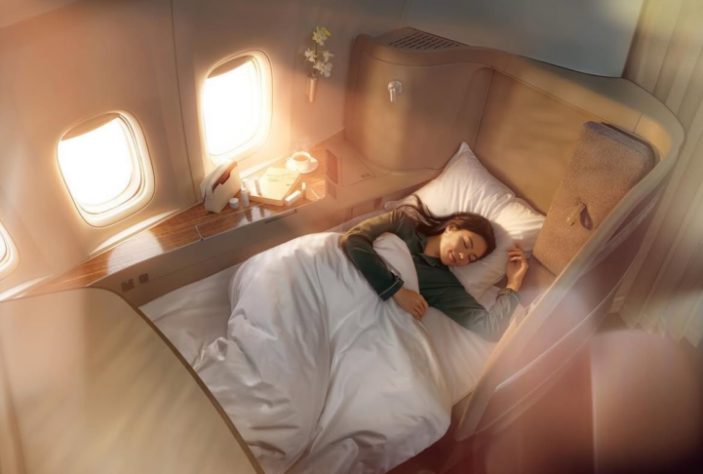 Avião da Cathay Pacific - interior
