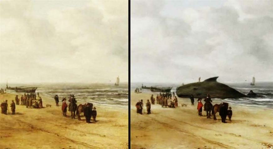Nos últimos tempos, descobertas surpreendentes no mundo da arte (A pintura “View of Scheveningen Sands” foi criada por Hendrick van Anthonissen por volta de 1641 e doada ao Museu Fitzwilliam em 1873) - figuras ocultas em quadros de artistas famosos - Reprodução do Museu Fitzwilliam