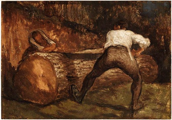 Por mais que não sejam tão visíveis a olho nu, esses “fantasmas” - (pintura de Jean-Francois Millet, “The Wood Sawyers” ) - figuras ocultas em quadros de artistas famosos - Museé d
