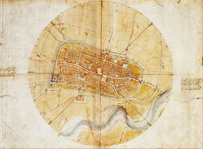 Sua tarefa era fortalecer as cidades sob o domínio de Bórgia, o que exigia um estudo detalhado do território. Em Ímola, Da Vinci inovou ao criar um mapa com visão aérea, algo inédito naquele período.