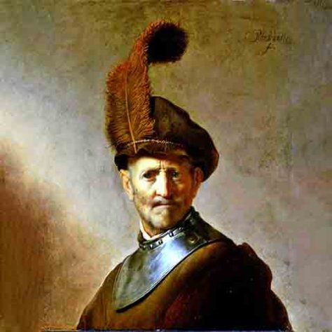“Um velho em traje militar”, de Rembrandt (1630) - figuras ocultas em quadros de artistas famosos - J. Paul Getty Museum/wikimédia Commons
